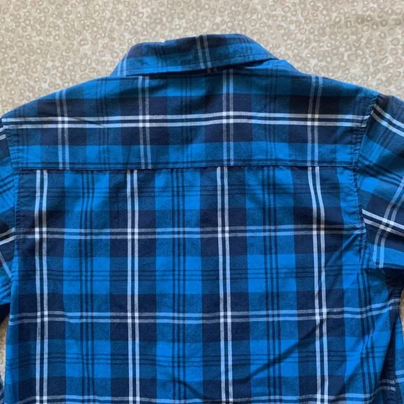 Wrangler Boys' Navy + Blue Plaid ‘Authentics’ Western Shirt; XXL - Picture 3 of 6